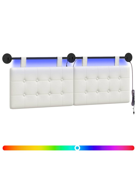 Testiera sospesa Con luce LED Bianco Similpelle
