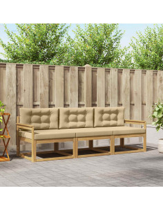 Set di divani da esterno 3 pcs Bianco e Beige Poliestere