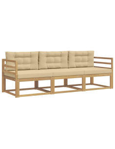 Set di divani da esterno 3 pcs Bianco e Beige Poliestere 2