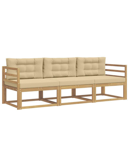 Set di divani da esterno 3 pcs Bianco e Beige Poliestere