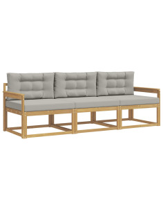 Set di divani da esterno 3 pcs Bianco e Grigio Chiaro 2