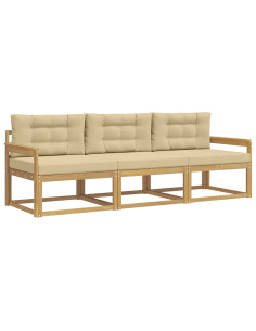 Set di divani da esterno 3 pcs Bianco e Beige Poliestere 2