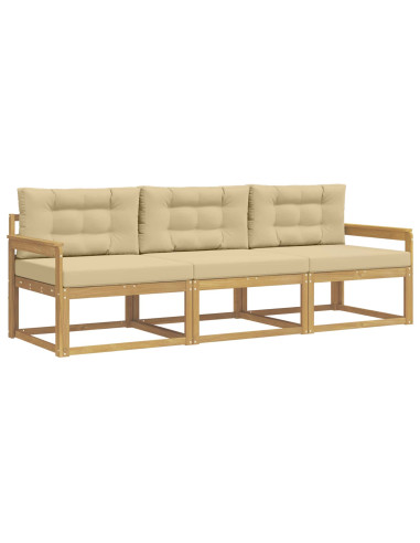 Set di divani da esterno 3 pcs Bianco e Beige Poliestere