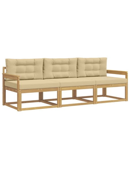 Set di divani da esterno 3 pcs Bianco e Beige Poliestere