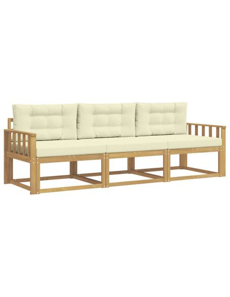 Set di divani da esterno 3 pcs Bianco e Crema Poliestere