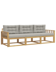 Set di divani da esterno 3 pcs Bianco e Grigio Chiaro 2