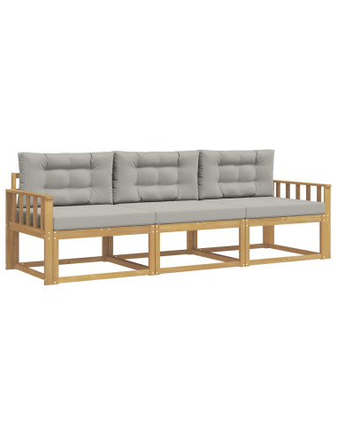 Set di divani da esterno 3 pcs Bianco e Grigio Chiaro