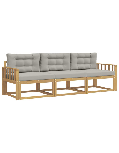 Set di divani da esterno 3 pcs Bianco e Grigio Chiaro
