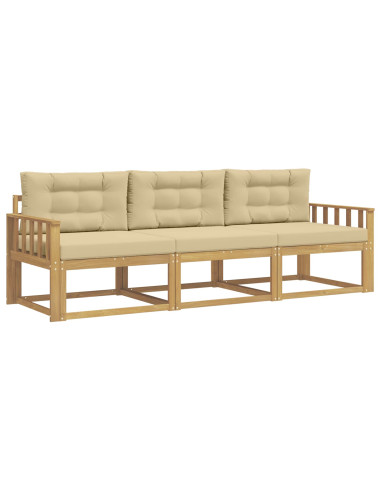 Set di divani da esterno 3 pcs Bianco e Beige Poliestere