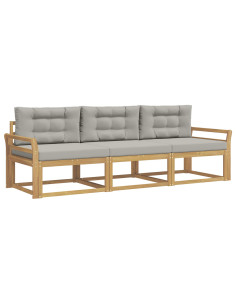 Set di divani da esterno 3 pcs Bianco e Grigio Chiaro 2