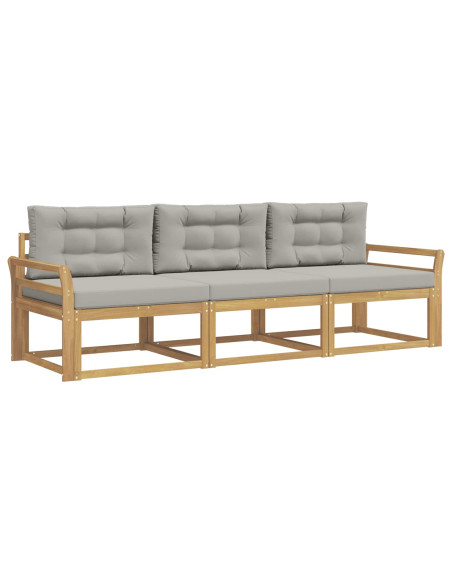 Set di divani da esterno 3 pcs Bianco e Grigio Chiaro