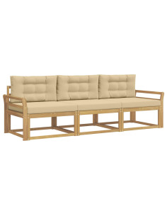 Set di divani da esterno 3 pcs Bianco e Beige Poliestere 2