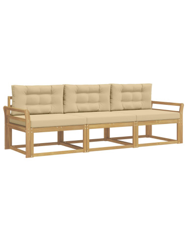 Set di divani da esterno 3 pcs Bianco e Beige Poliestere