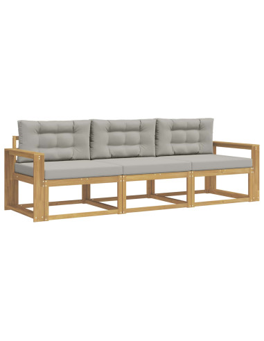 Set di divani da esterno 3 pcs Bianco e Grigio Chiaro