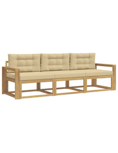 Set di divani da esterno 3 pcs Bianco e Beige Poliestere 2