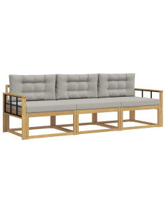 Set di divani da esterno 3 pcs Bianco e Grigio Chiaro 2