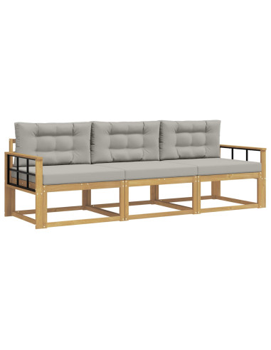 Set di divani da esterno 3 pcs Bianco e Grigio Chiaro