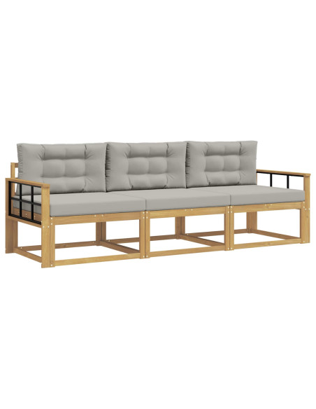 Set di divani da esterno 3 pcs Bianco e Grigio Chiaro
