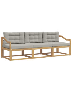 Set di divani da esterno 3 pcs Bianco e Grigio Chiaro 2