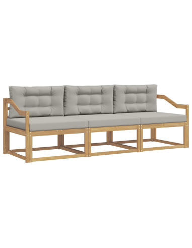 Set di divani da esterno 3 pcs Bianco e Grigio Chiaro