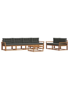 Set di divani da esterno con cuscino 7 pcs Naturale e Antracite 2
