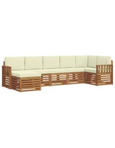 Set divani 7 pcs Naturale e Crema Legno di Acacia Massello 2