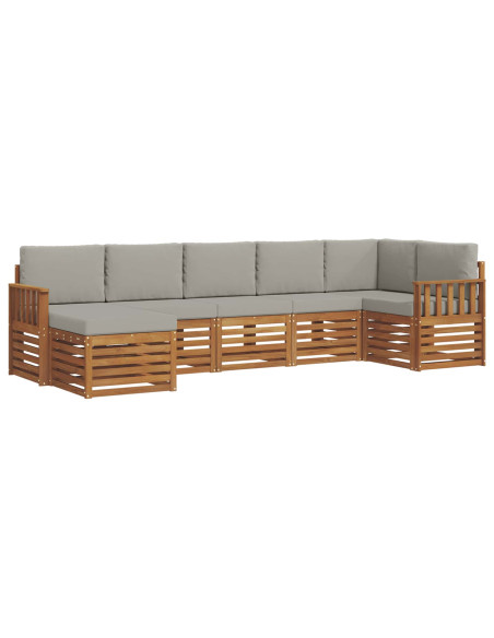 Set divani con cuscino 7 pcs Grigio Naturale e Chiaro