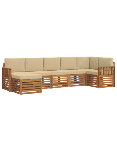 Set divani 7 pcs Naturale e Beige Legno di Acacia Massello 2