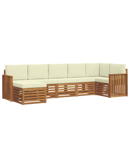 Set divani 7 pcs Naturale e Crema Legno di Acacia Massello
