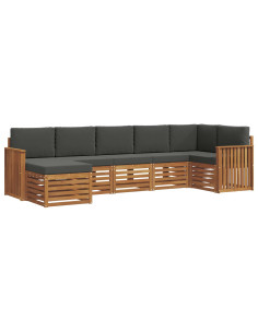Set divani 7 pcs Naturale e Antracite Legno di Acacia Massello 2