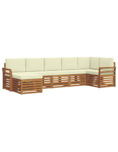 Set divani 7 pcs Naturale e Crema Legno di Acacia Massello 2