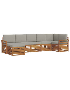 Set divani con cuscino 7 pcs Grigio Naturale e Chiaro 2