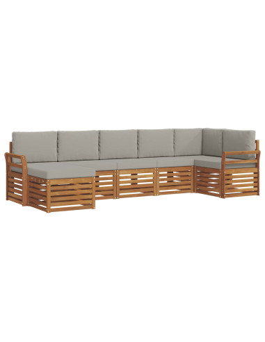 Set divani con cuscino 7 pcs Grigio Naturale e Chiaro