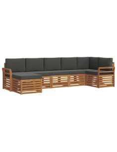 Set divani 7 pcs Naturale e Antracite Legno di Acacia Massello 2
