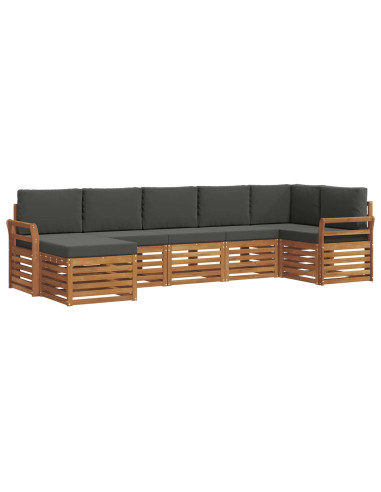 Set divani 7 pcs Naturale e Antracite Legno di Acacia Massello