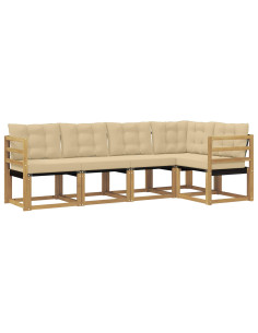 Set di divani da esterno con cuscino 5 pcs Bianco e Beige 2