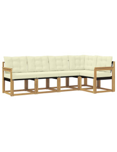 Set di divani da esterno con cuscino 5 pcs Bianco e Crema 2