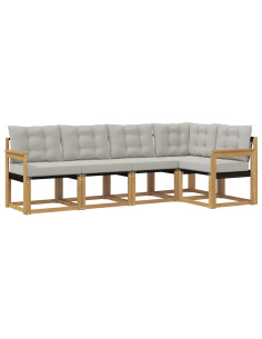 Set di divani da esterno 5 pcs Bianco e Grigio Chiaro 2