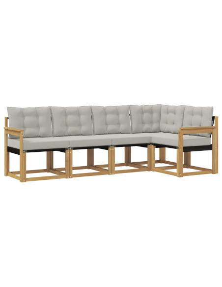Set di divani da esterno 5 pcs Bianco e Grigio Chiaro