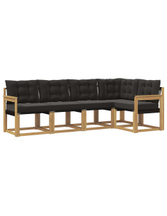 Set di divani da esterno con cuscino 5 pcs Bianco e Nero 2