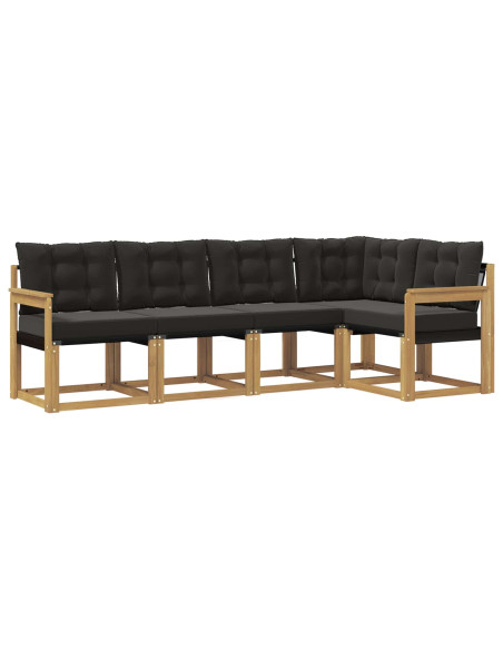 Set di divani da esterno con cuscino 5 pcs Bianco e Nero