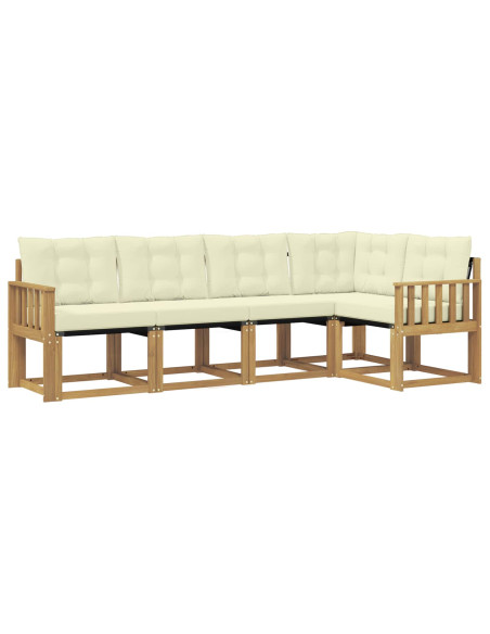 Set di divani da esterno con cuscino 5 pcs Bianco e Crema