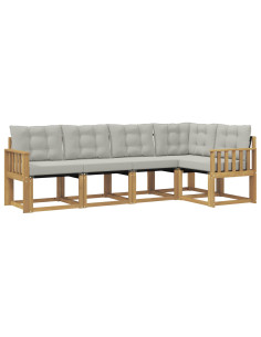 Set di divani da esterno 5 pcs Bianco e Grigio Chiaro 2