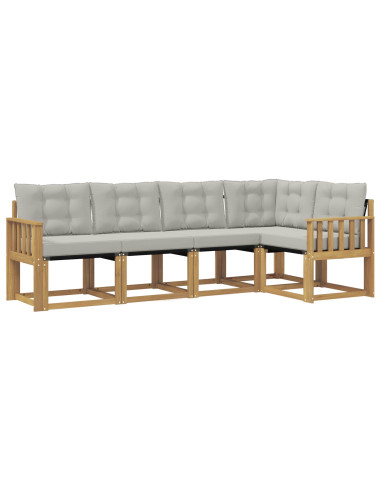 Set di divani da esterno 5 pcs Bianco e Grigio Chiaro