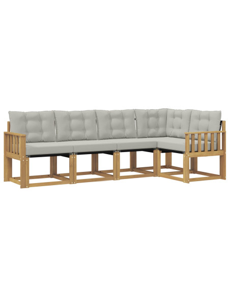 Set di divani da esterno 5 pcs Bianco e Grigio Chiaro
