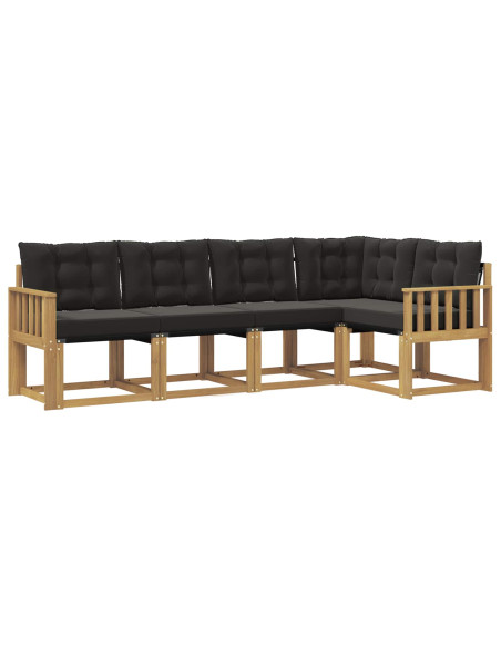 Set di divani da esterno con cuscino 5 pcs Bianco e Nero