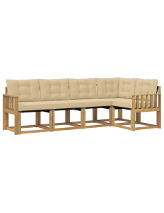 Set di divani da esterno con cuscino 5 pcs Bianco e Beige 2