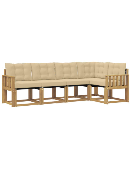 Set di divani da esterno con cuscino 5 pcs Bianco e Beige