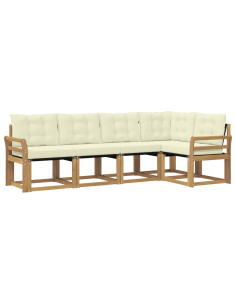 Set di divani da esterno con cuscino 5 pcs Bianco e Crema 2