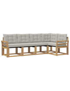 Set di divani da esterno 5 pcs Bianco e Grigio Chiaro 2